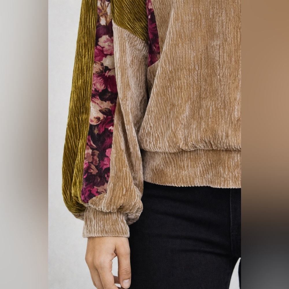 THML Gold Velvet patch work Top
